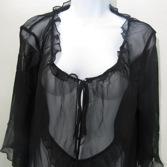 Robe and Thong Sleepwear Black - Picture 3 of 10